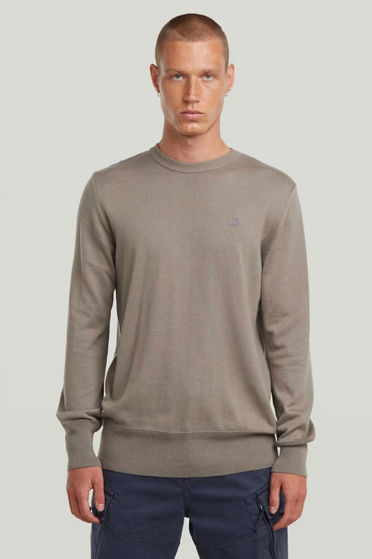 Pull en maille core knit beige homme