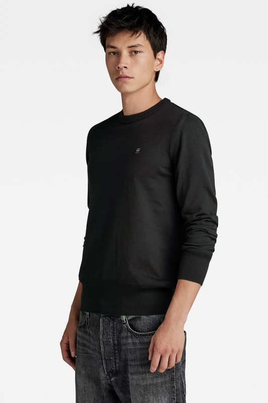 Pull noir en maille G-star col rond logo brodé