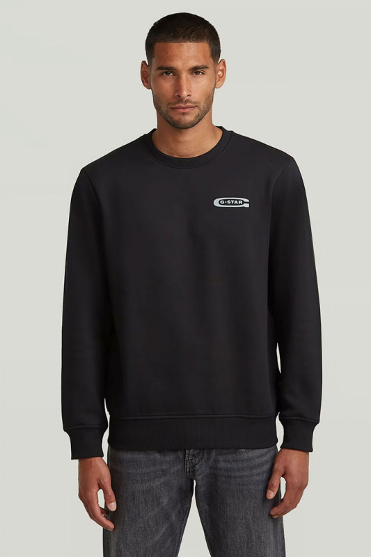 Sweat old skool noir col rond homme