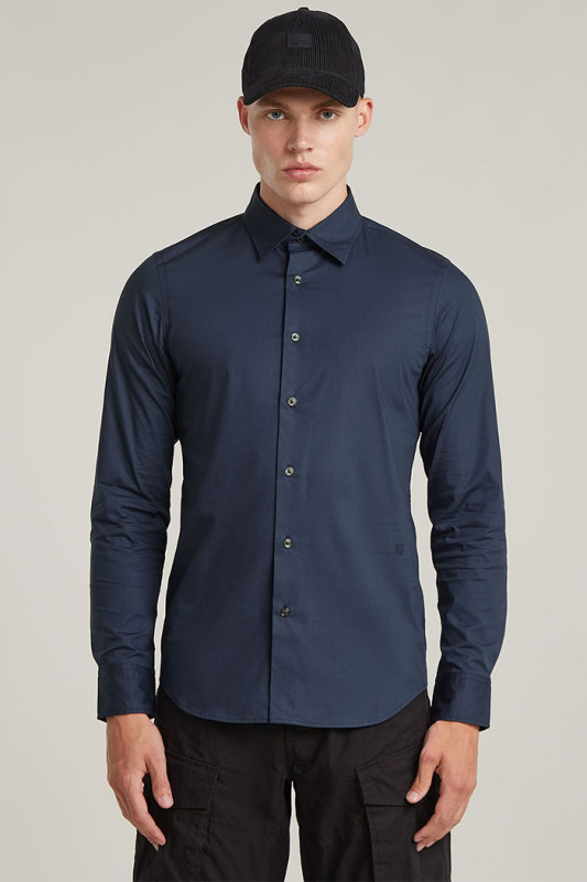 Chemise slim bleu foncé homme