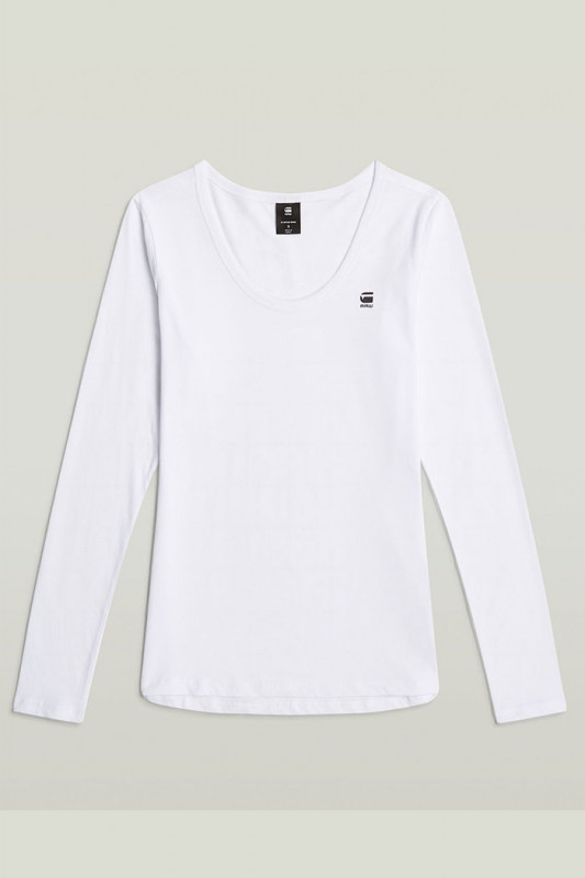 T-shirt slim manches longues blanc G-star 100% coton