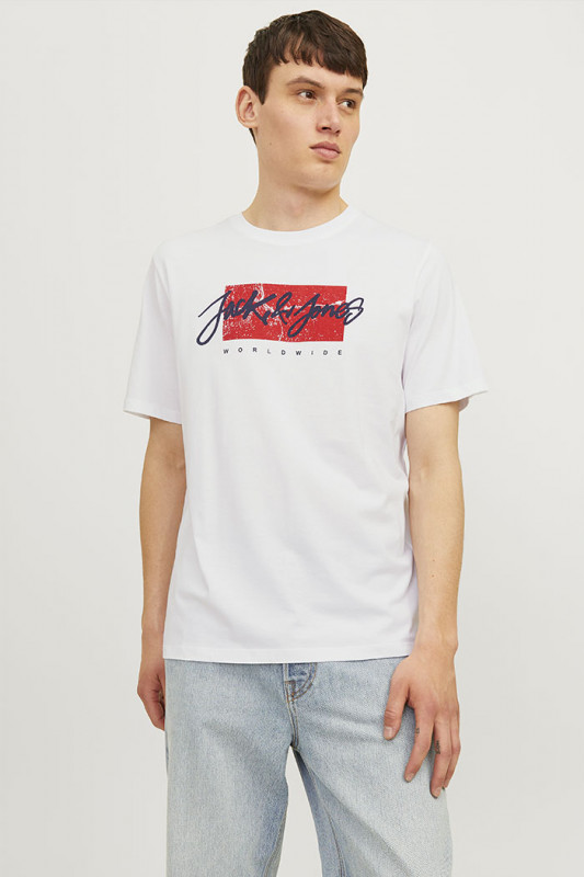 T-shirt Tiley blanc col rond homme jack & jones