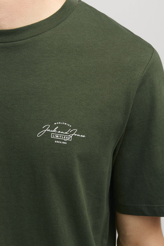 T-shirt Ferris vert kaki col rond jack & jones