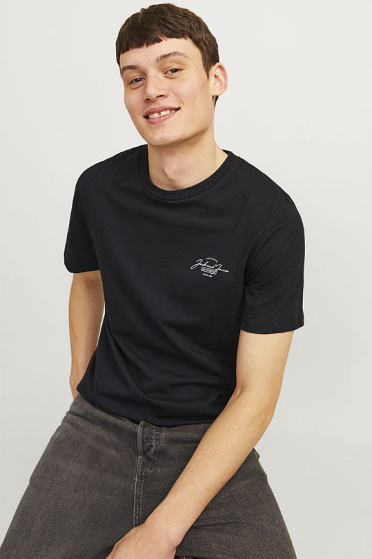 T-shirt Ferris noir col rond manches courtes j&j