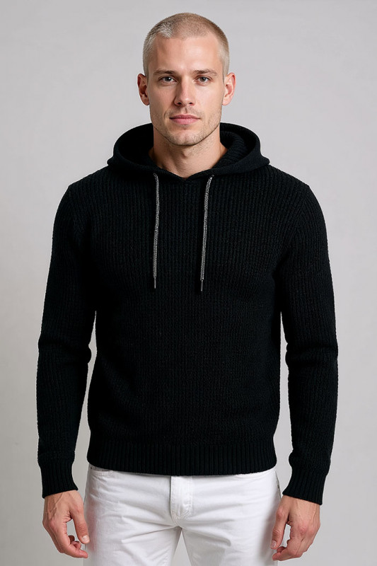 Hoodie en maille noir homme