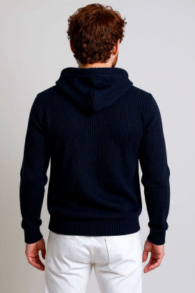 Hoodie en maille bleu marine