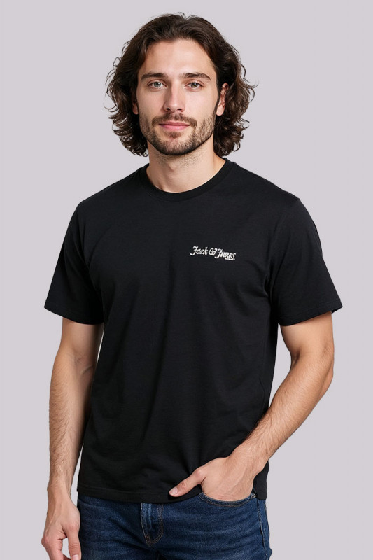 T-shirt signature noir manches courtes homme