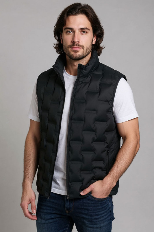 Doudoune sans manches matelassée noire homme jack & jones