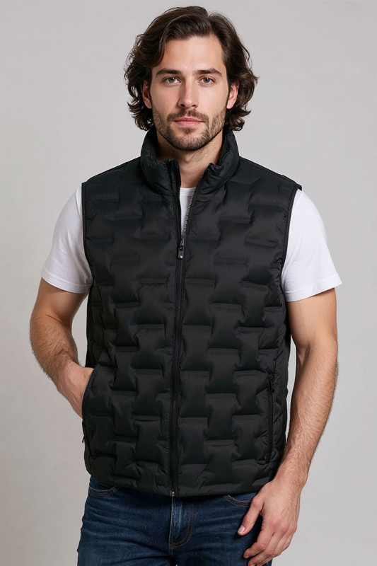 Doudoune sans manches matelassée noire homme