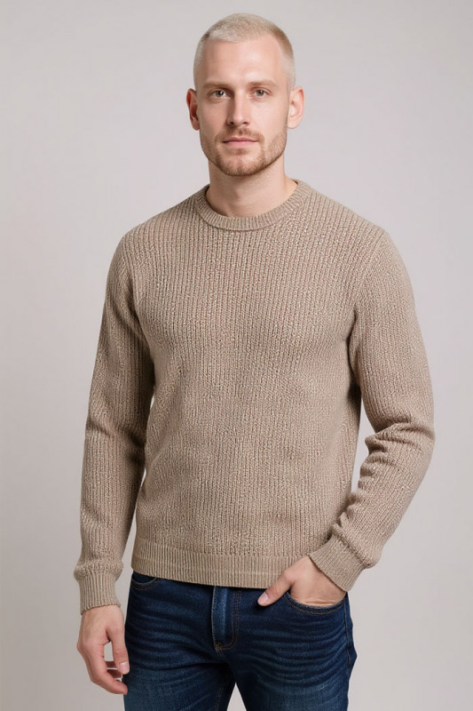 Pull Kaito en maille beige homme