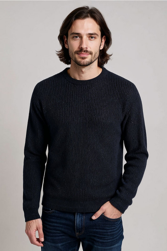 Pull Kaito en maille bleu foncé homme