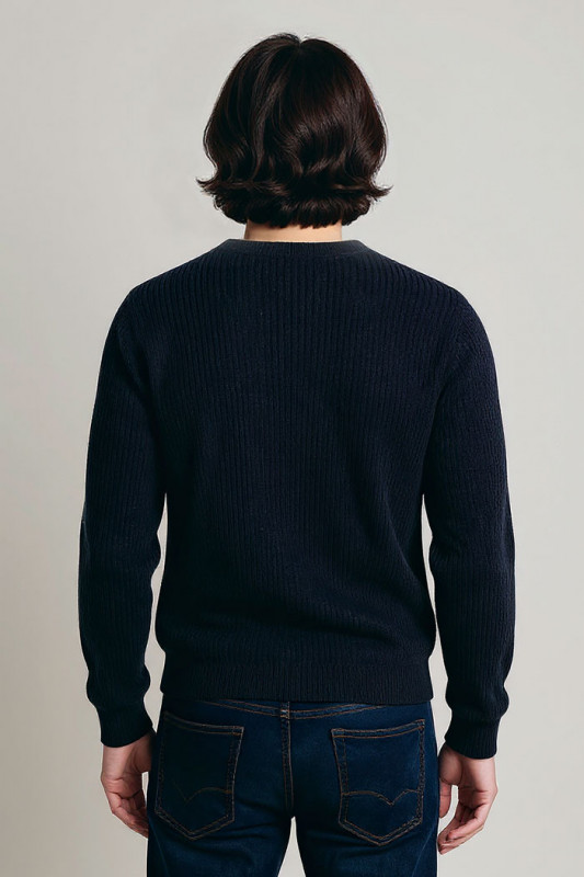 Pull Kaito en maille bleu foncé