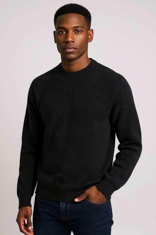 Pull Kaito en maille noir homme