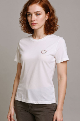 T-shirt Tenna blanc coeur rouge
