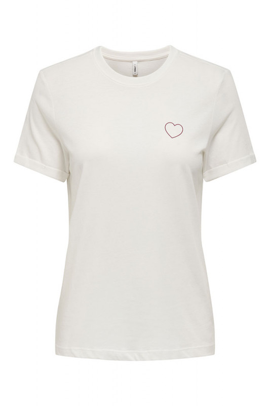T-shirt Tenna blanc coeur rouge Only