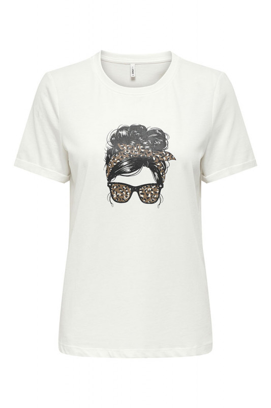 T-shirt Stella blanc femme 100% coton Only