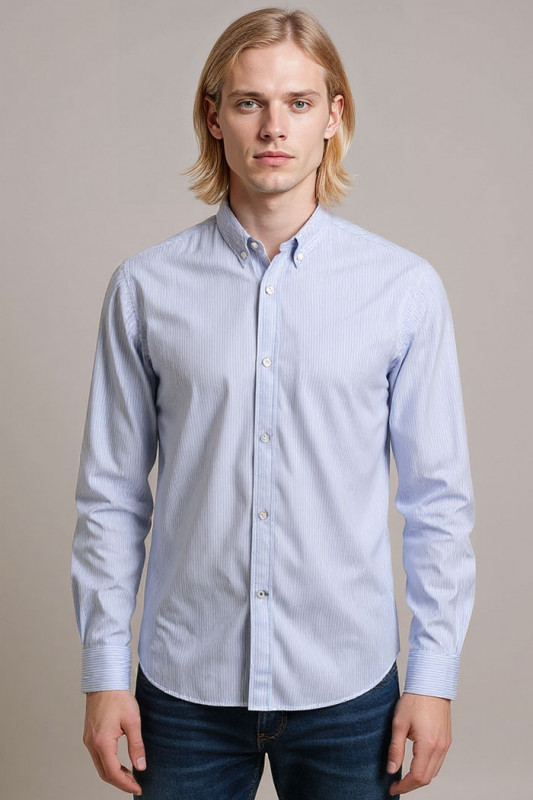 Chemise Oxford à rayures bleu ciel homme jack & jones
