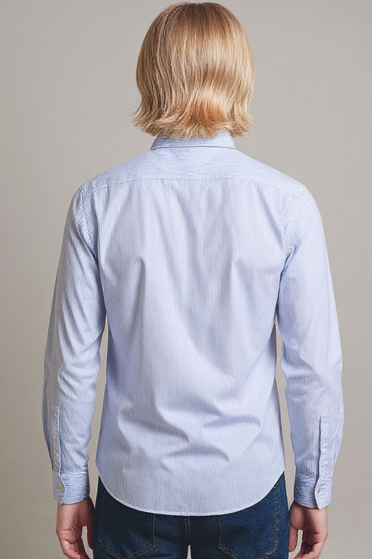 Chemise Oxford à rayures bleu ciel