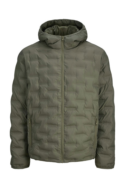 Doudoune matelassée Haston kaki avec capuche jack & jones