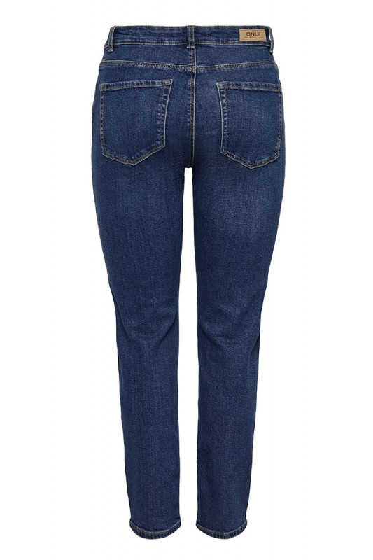Jeans straight dark blue femme only coton mélangé