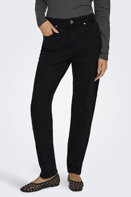 Jeans straight black denim femme