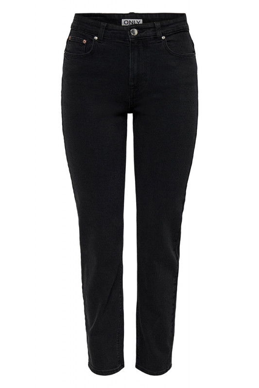 Jeans straight black denim coton mélangé