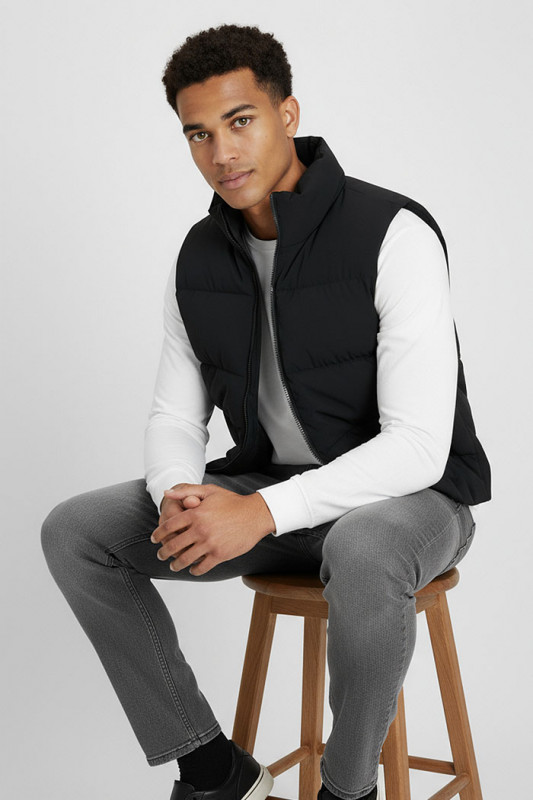 Doudoune matelassée sans manches noire Brady homme jack & jones