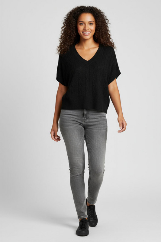 Pull Malou maille tricotée noir femme Only