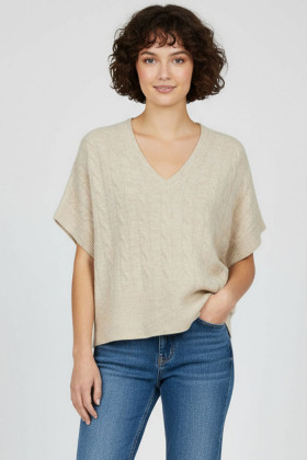 Pull Malou maille tricotée beige femme