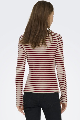 T-shirt Kato à rayures beige et bordeaux