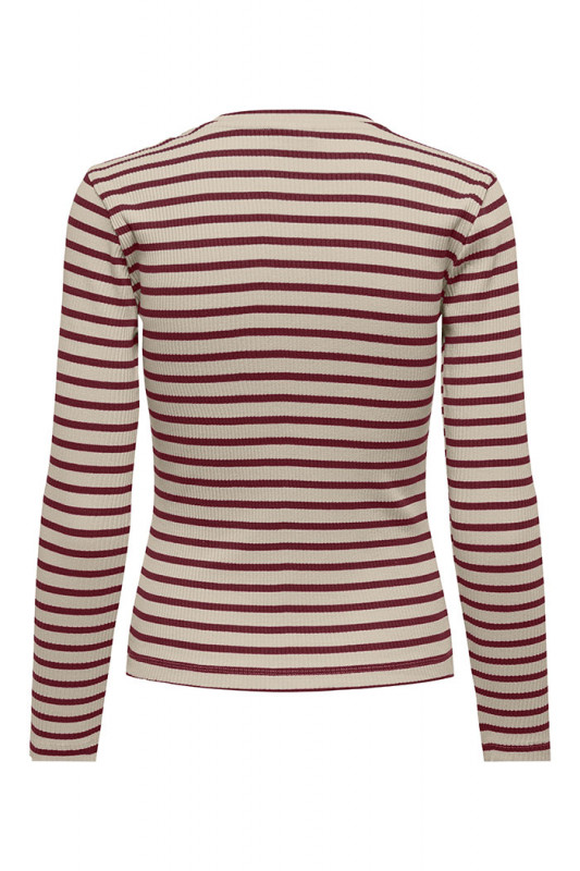 T-shirt Kato à rayures beige et bordeaux JDY coton mélangé