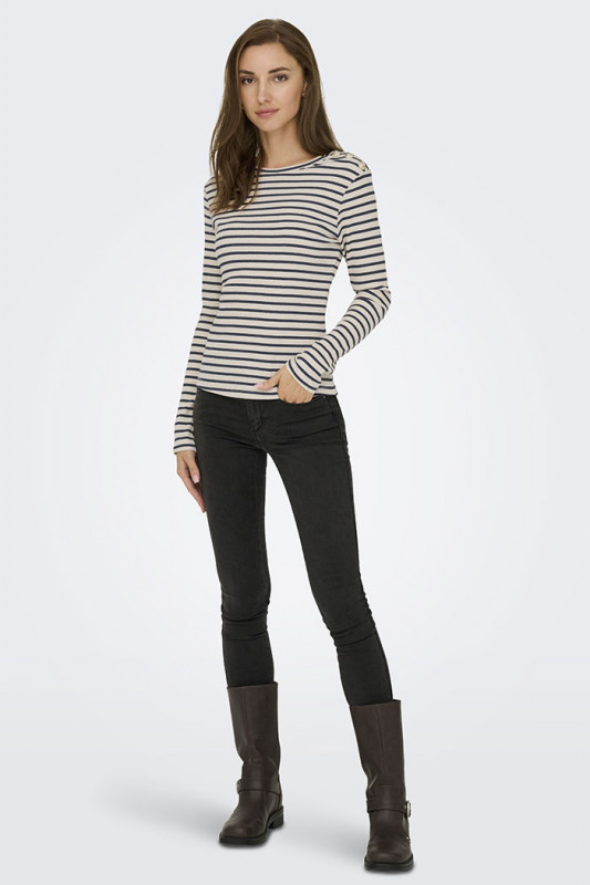 T-shirt Kato à rayures beige et bleu femme JDY 