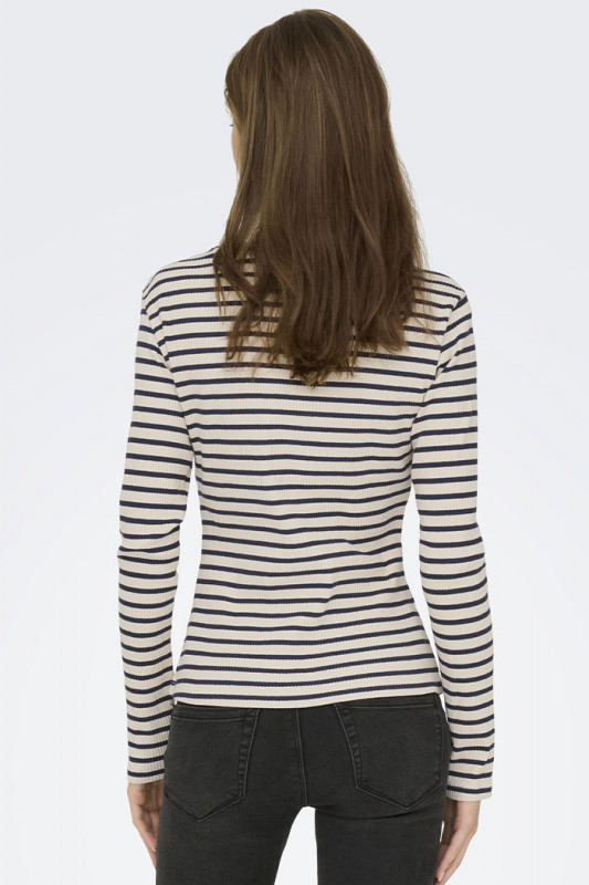 T-shirt Kato à rayures beige et bleu