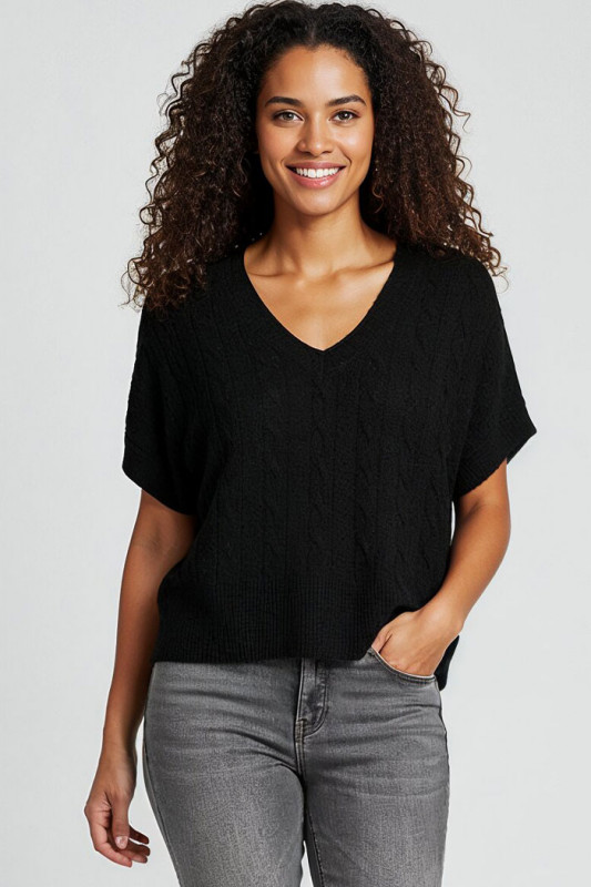 Pull Malou maille tricotée noir