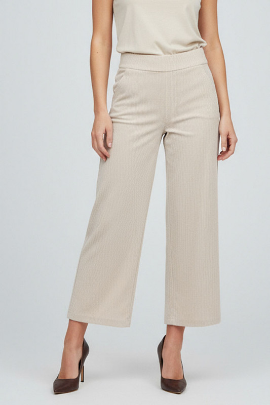 Pantalon en velours beige clair femme