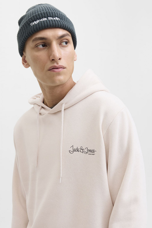 Sweat beige à capuche