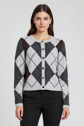 Cardigan à motifs col rond Jacqueline de Yong