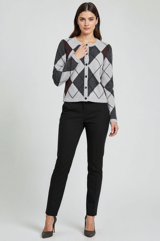 Cardigan à motifs col rond