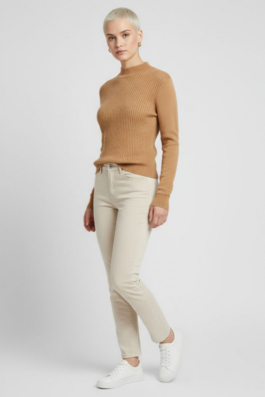 Pull Katty col montant coconut femme Only