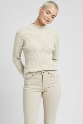 Pull Katty col montant beige femme
