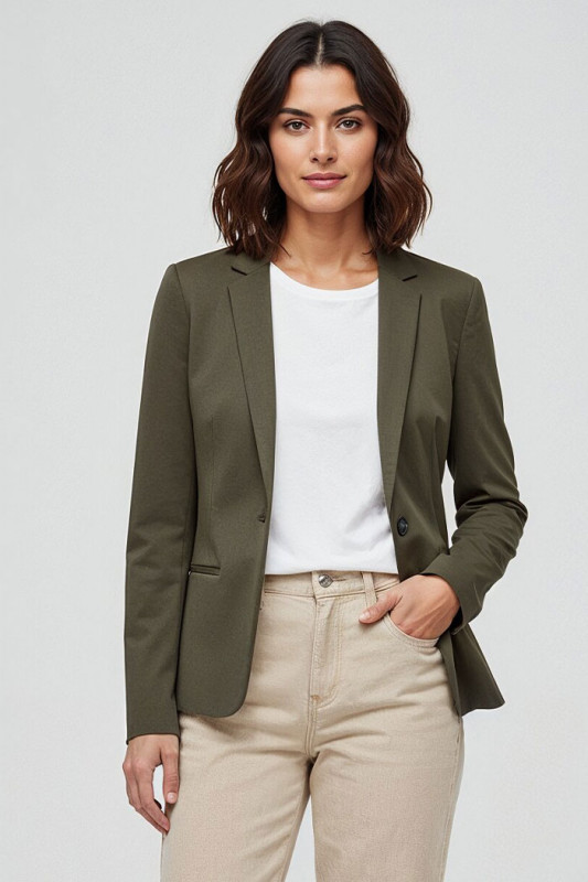Veste blazer courte kaki femme