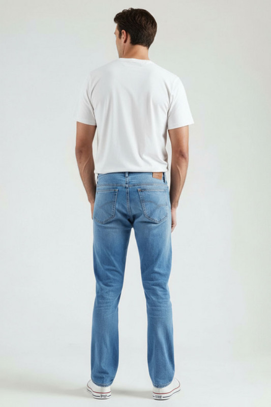 Jeans Rider pierce bleu délavé