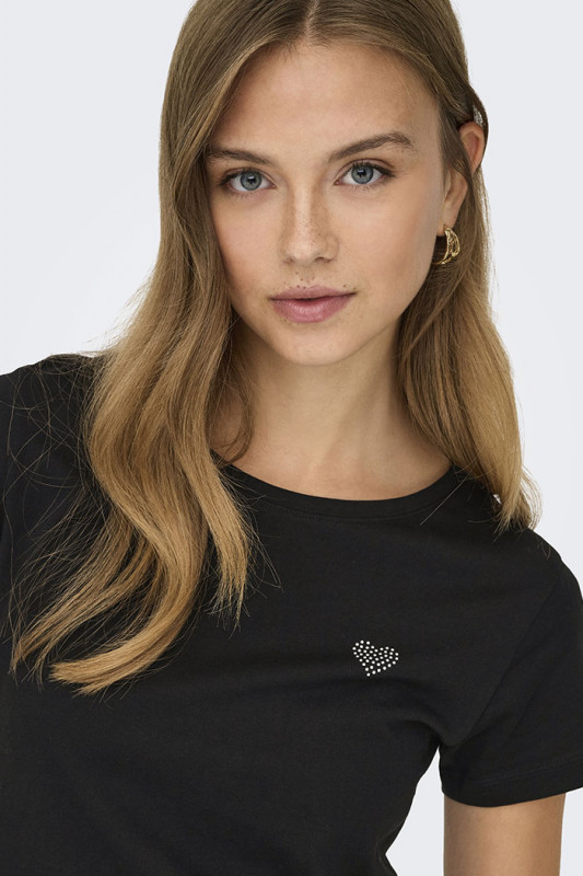 T-shirt noir manches courtes pour femme