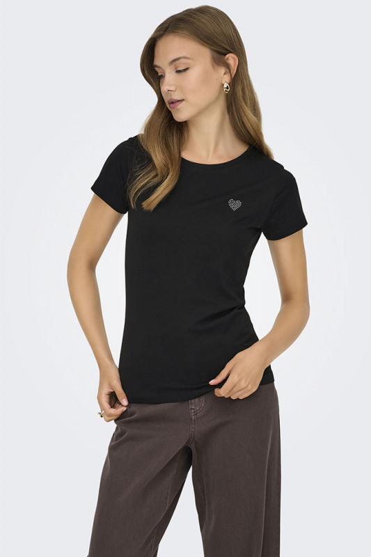 T-shirt noir manches courtes