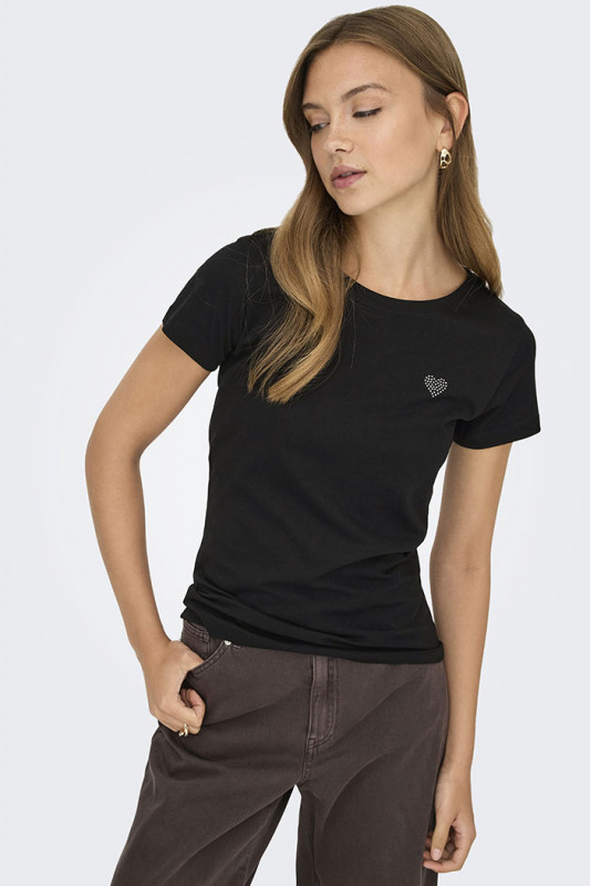 T-shirt avec motif coeur en relief