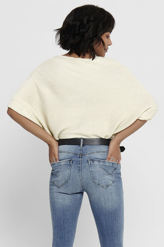 Pull New behave col bateau beige clair