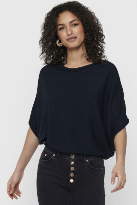 Pull New behave col bateau bleu marine femme