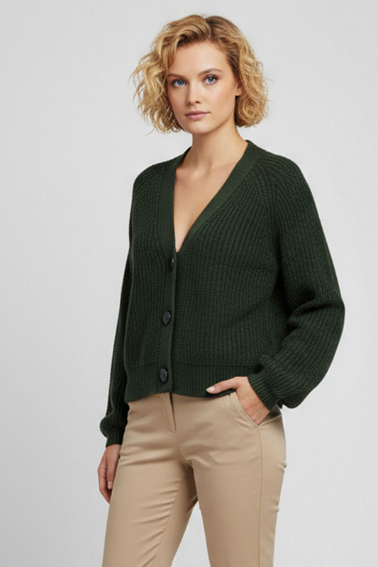 Cardigan June vert foncé femme