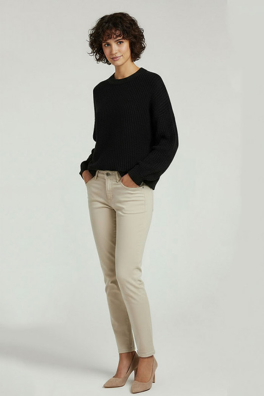 Pull June col rond noir femme JDY