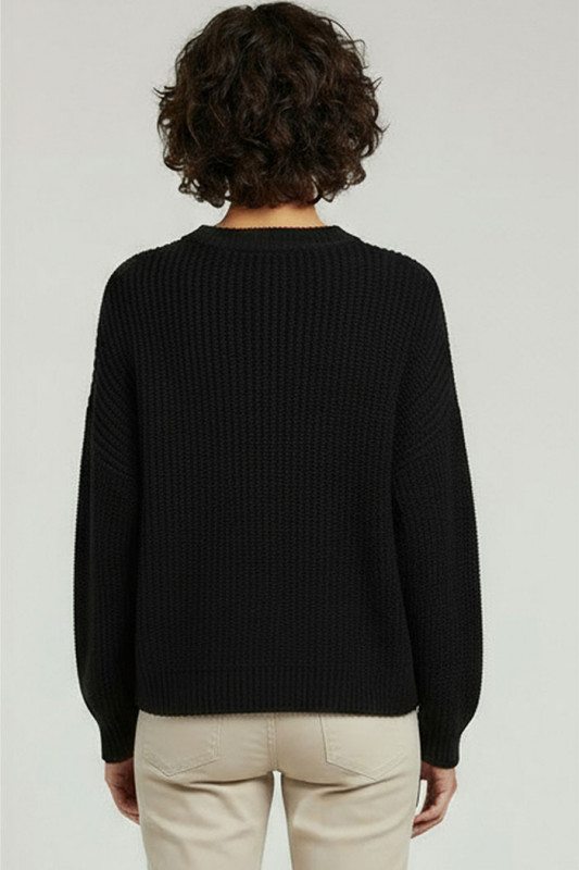 Pull June col rond noir